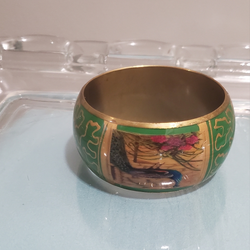 Handmade and hand painted green bracelet
